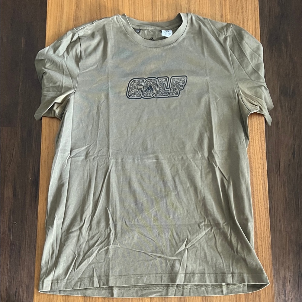 adidas Olive Green Short Sleeve Tee with Center Logo Golf
